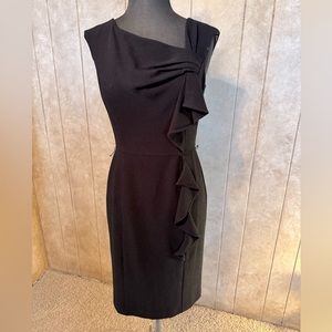 White House Black Market Black Shimmer Ruffle, Sleeveless, Sheath Dress, size 2